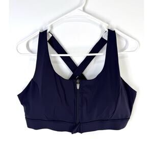 Cordaw Womens Blue Front Zip Athletic Sports Bra Size 3XL Racerback High Support